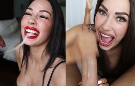 Смачная нарезка минетов с камшотами и облизыванием спермы.